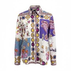 💋Etro Multicolor Floral and Geometric Shirt. 188